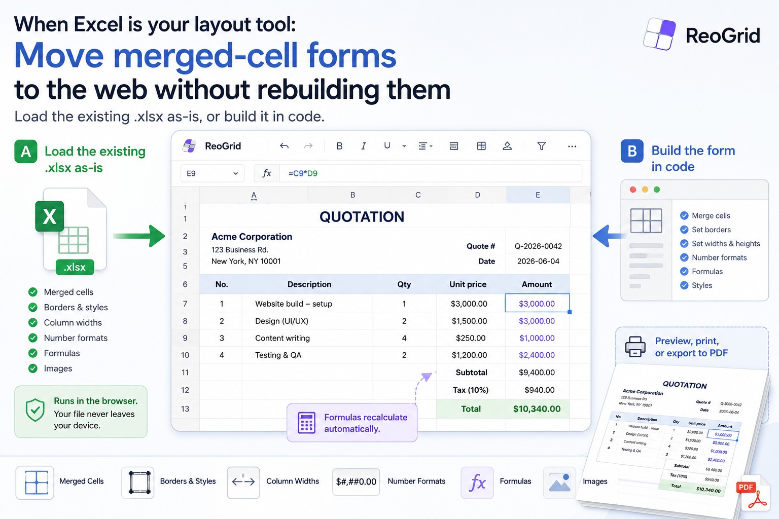 When Excel is your layout tool: move merged-cell forms to the web without rebuilding them